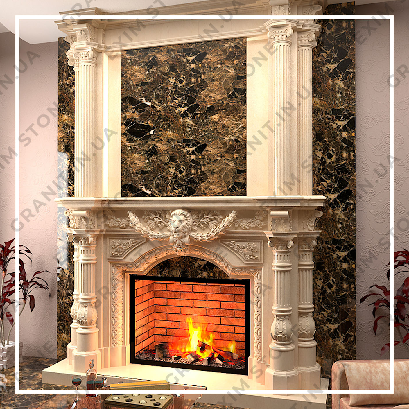 Двухъярусный каминный портал