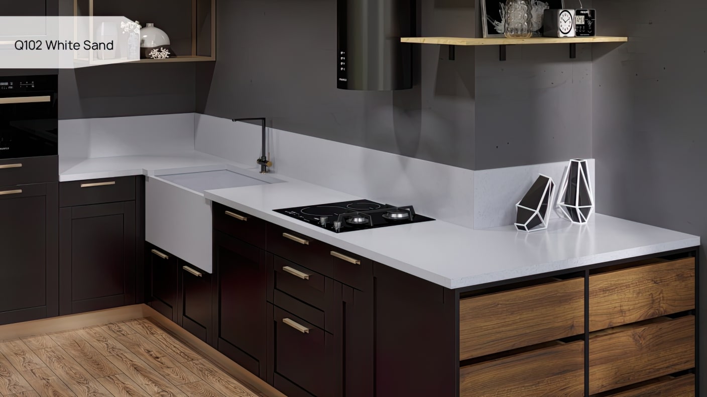 Столешница из кварца TISORO Q102 White Sand Granit.in.ua